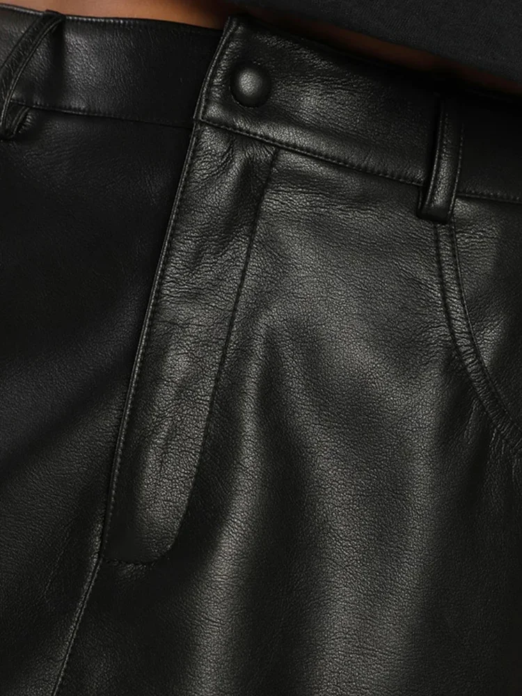 Black Matte PU Leather Women A-Line Mini Skirts Ladies Vintage Faux Leather High Waist Pencil Skirt With Pocket Summer Custom