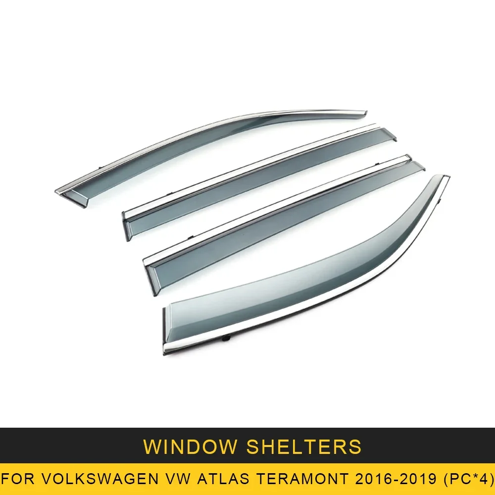 

For VOLKSWAGEN VW Atlas Teramont 2016 - 2022 Car Window Sun Rain Shade Visors Shield Shelter Protector Cover Trim Frame Sticker