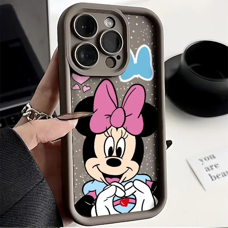 Disneys Mickeys Minnies Mouses Finger Heart Phone Case For iPhone 1615 14 13 12 11ProMax 78Plus XRXSMAX MINI Y2K Cute Back Cover