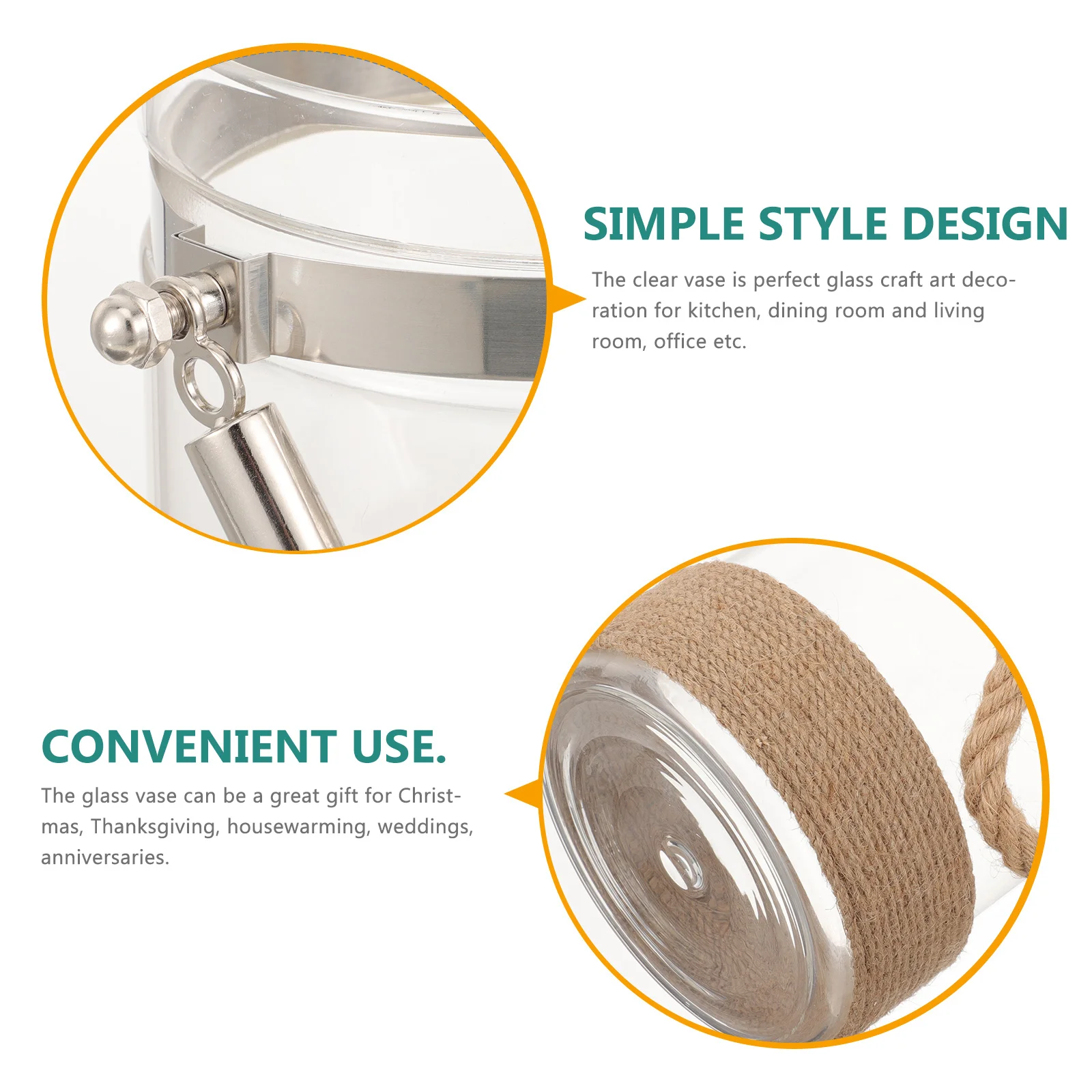 

Vase Decoration Aesthetic Glass Flower Clear for Flowers Desktop Planter Holder