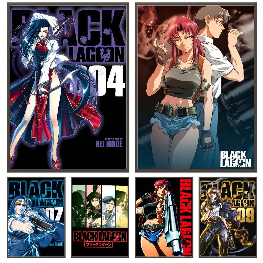 anime BLACK LAGOON Poster Poster HD Waterproof Self Adhesive Wall Art Print Decor for Bedroom Living Room Gift