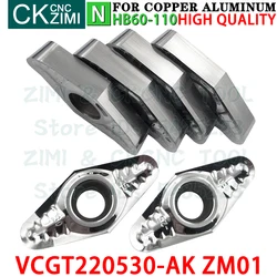 VCGT220530-AK ZM01 VCGT 220530 AK ZM01 wkładki z węglika aluminium toczenie wkładki narzędzia VCGT2205 VCGT 2205 AK CNC mechaniczna tokarka metalowa narzędzia tnące