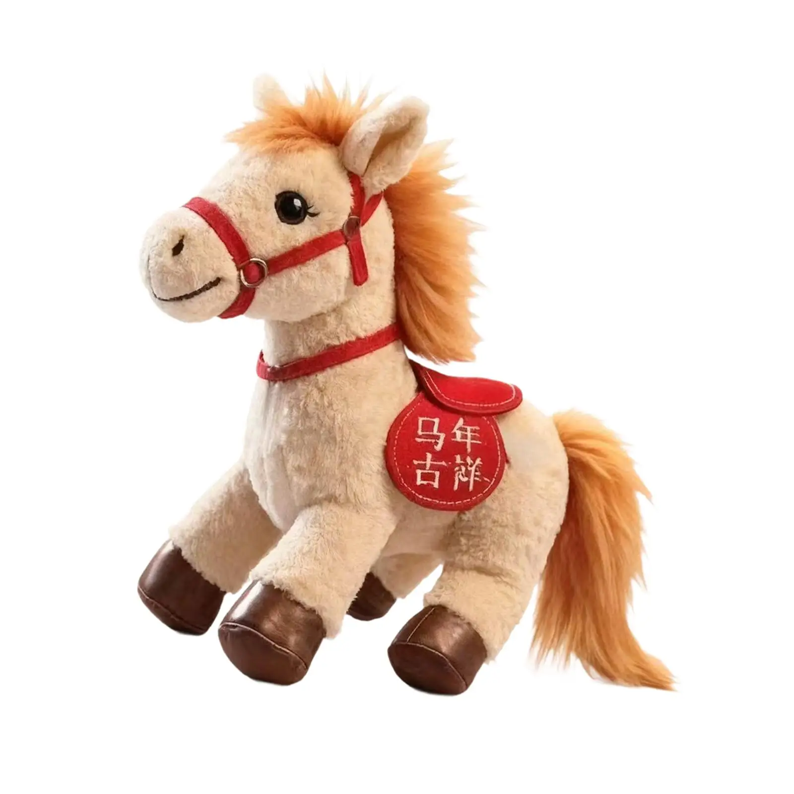 Animal Plush Horse Stuffed Toy Cute Plushie Lucky Symbol Ornament for Spring Festival Birthday Gift Child