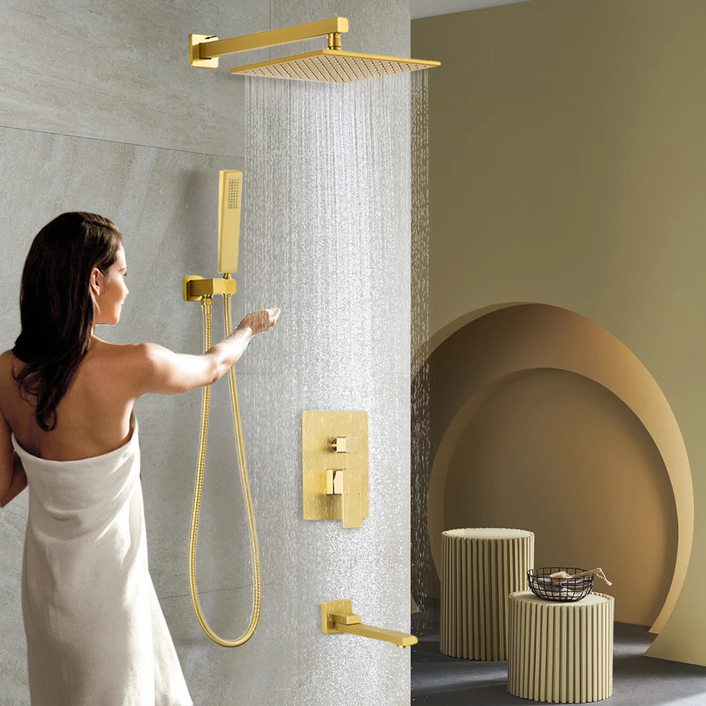 

10 Inch Ultrathin Rainfall Shower Head with Handshower Top Shower Head Square Shower Head for Home Bathroom Accessories