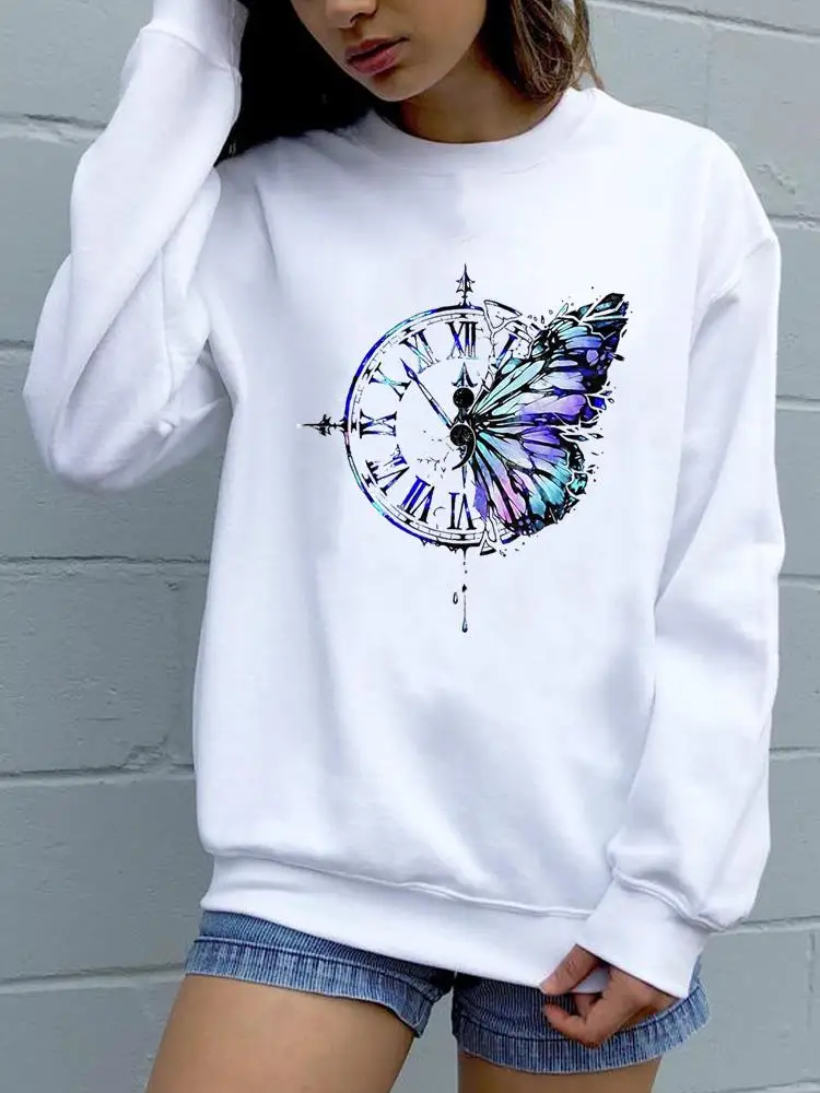 Trend Feather 90s Lovely Style O-neck Pullovers Fall Autumn Women Fashion Clothing Spring Fashion Female Graphic Sweatshirts