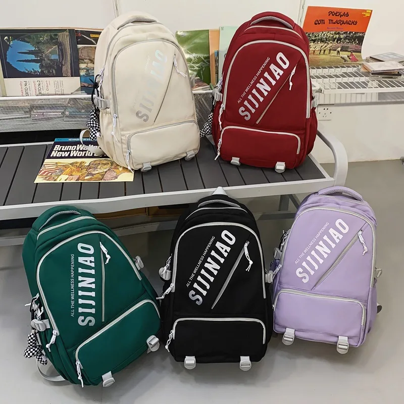 Women Backpack Backpack for School Teenagers Girls Nylon  White Bookbag Fashion Solid Color Travel Backpack Street Trend