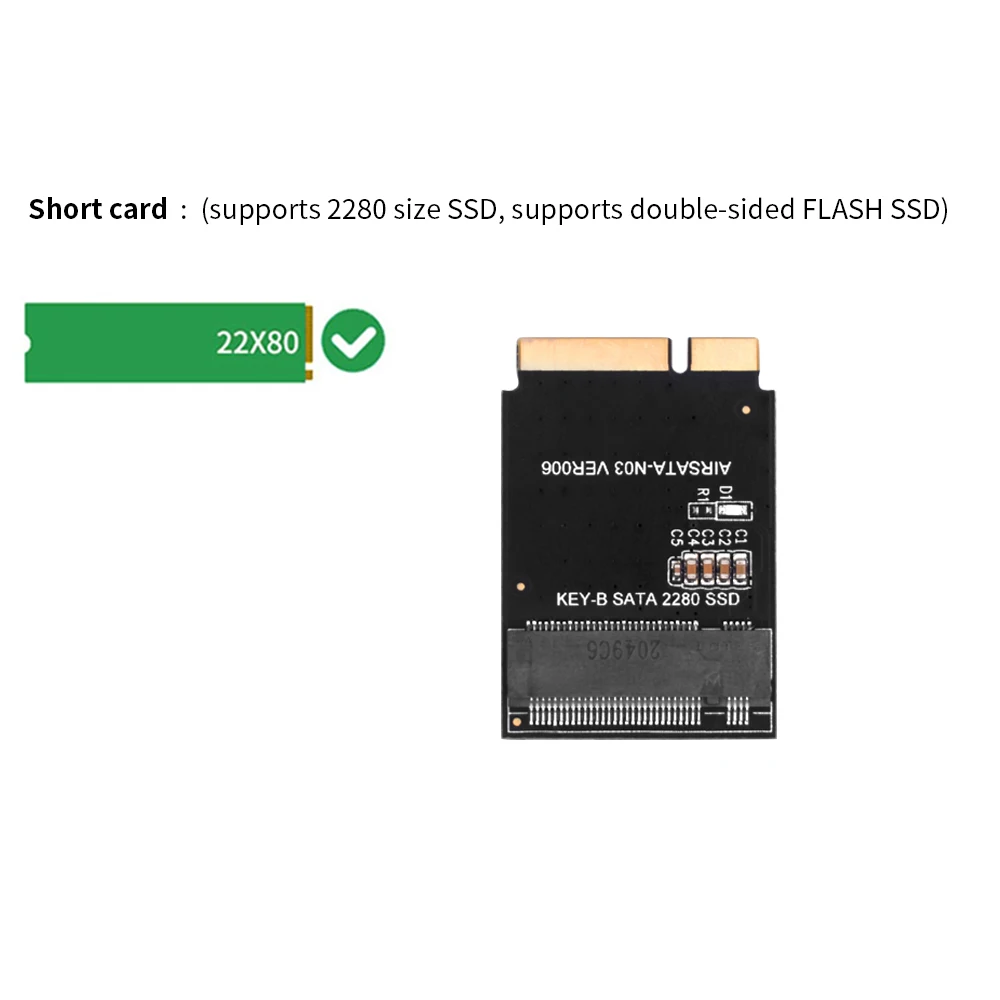 TISHRIC M2 SSD Kết Nối Adapter M.2 NGFF SATA SSD Thẻ Mạch M.2 KEY-B Giao Diện Cho Apple MacBook 2012 Air A1465 a1466
