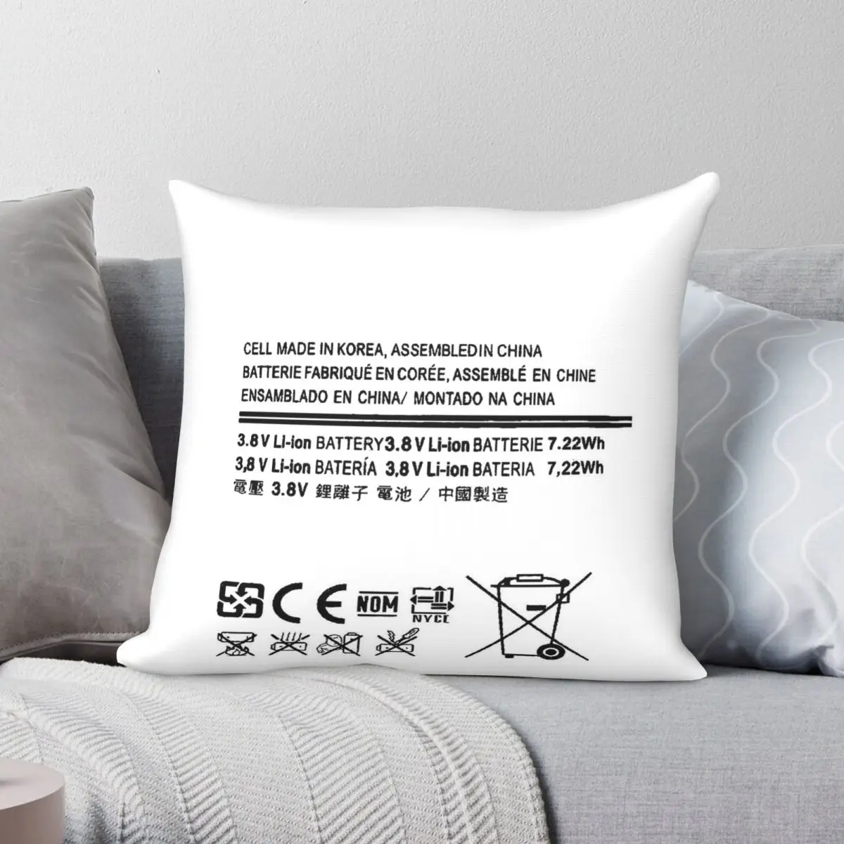 Lithium-ion Battery Square Pillowcase Polyester Linen Velvet Printed Zip Decor Throw Pillow Case Room Cushion Cover