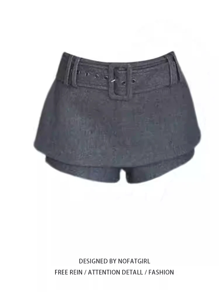 Women Sexy Low-waisted Casual Side Split Sports Yoga Solid Color Korean Fashion Vintage 90s Slim Wrap Buttocks Short Skirts