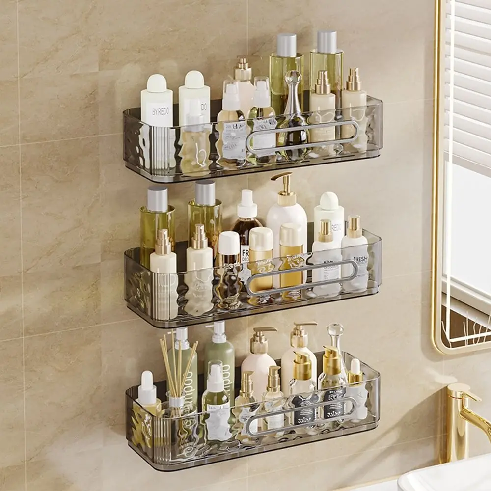 

Modern Plastic Bathroom Shelves Wall Mounted Large Capacity Shower Corner Shelves Space Saving Makeup Organizer for Home