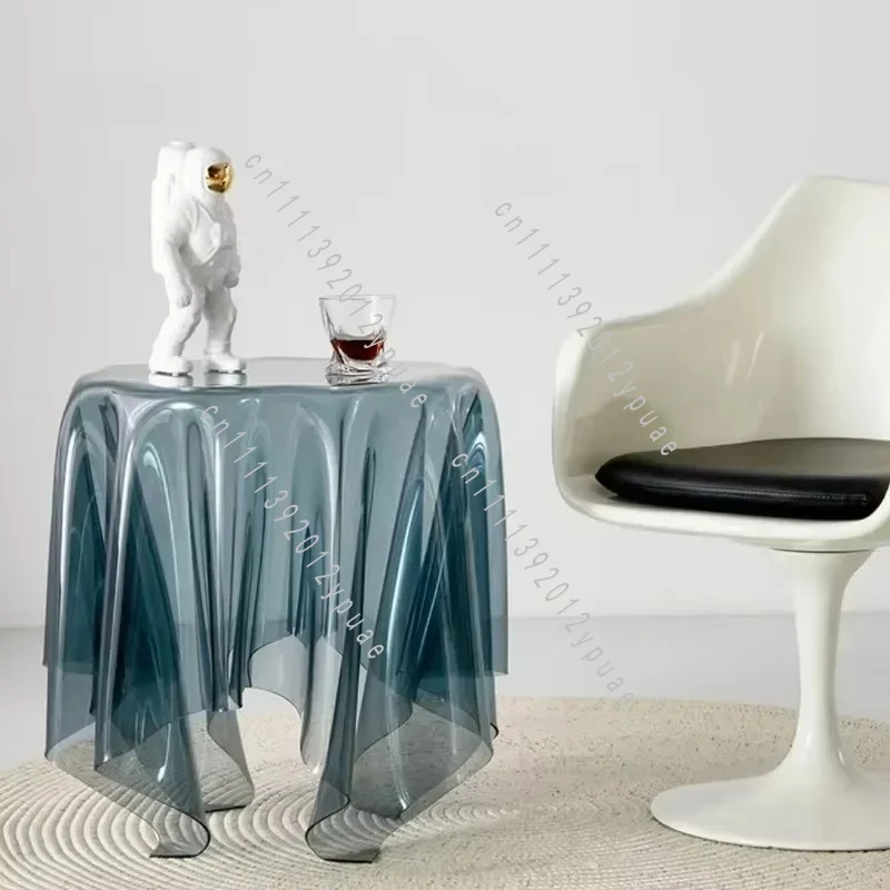 Nordic Transparent Acrylic Round Table, Crystal Style Coffee Table, Simple Luxury Bedside Nightstand for Bedroom & Event Decor