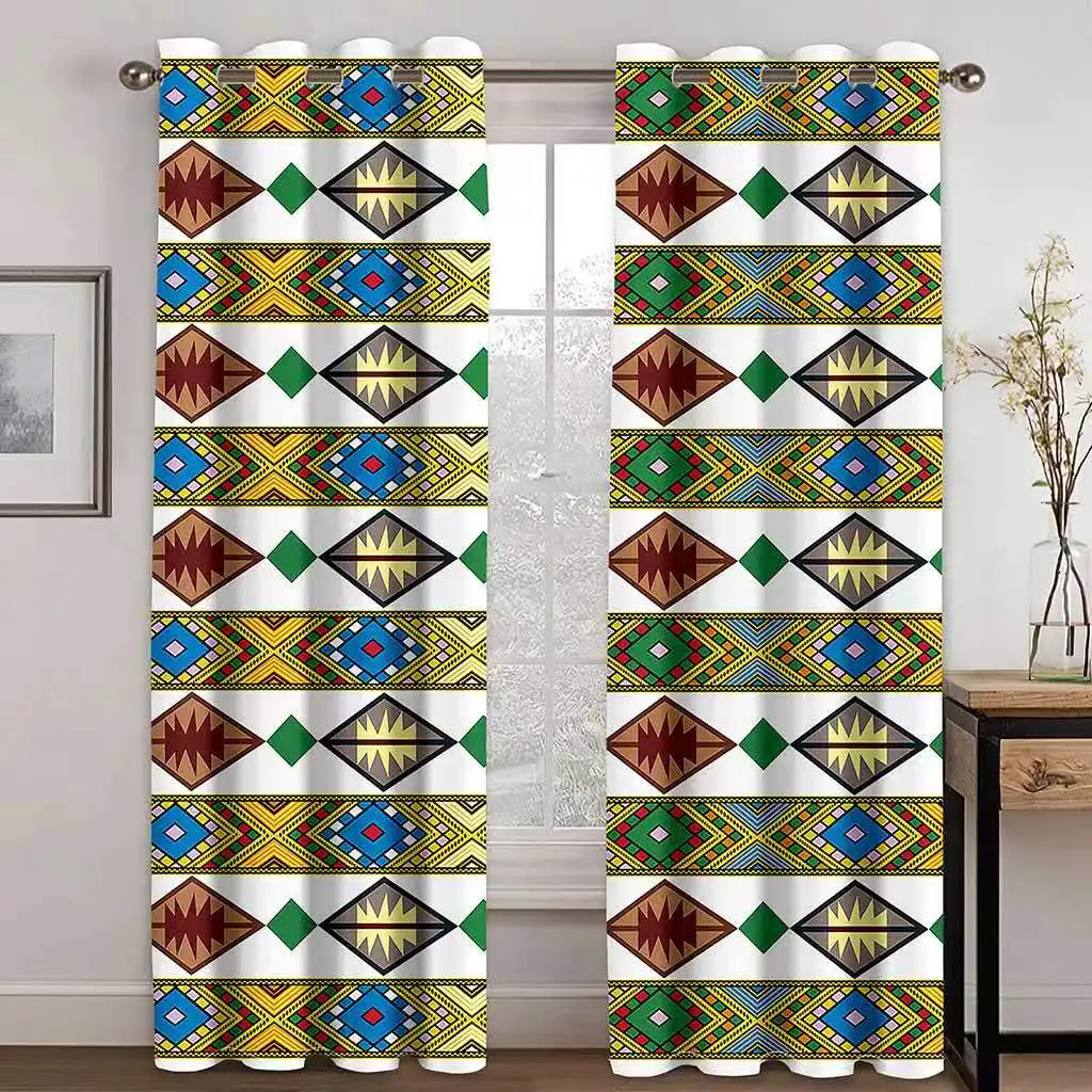 

3D Cheap Bohemian Style Striped Curtains 2 Panels Modern Home Living Room Bedroom Balcony Kitchen Decor Curtains