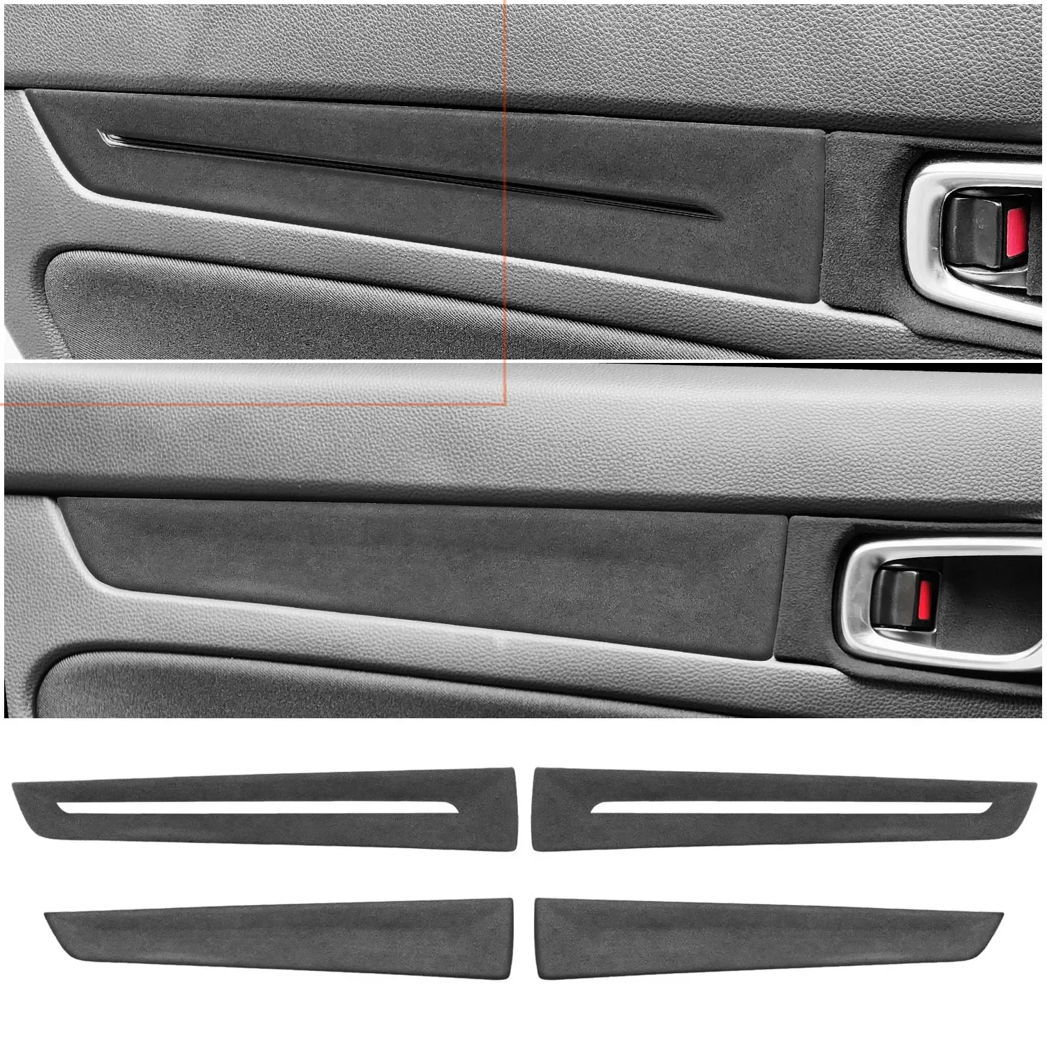 4PCS Italian Suede Inner Door Line Decorative Trim Cover Fit for HONDA CIVIC 11th 2022 2023 2024 Car Styling