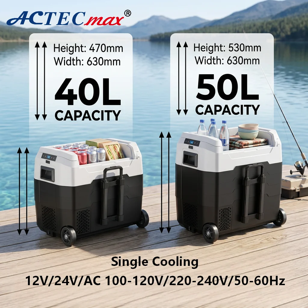 Car Refrigerator 40L 50L 12V 24V 220V Portable RV Truck Fridge Freezer For Family Travel Overlanding Van Life