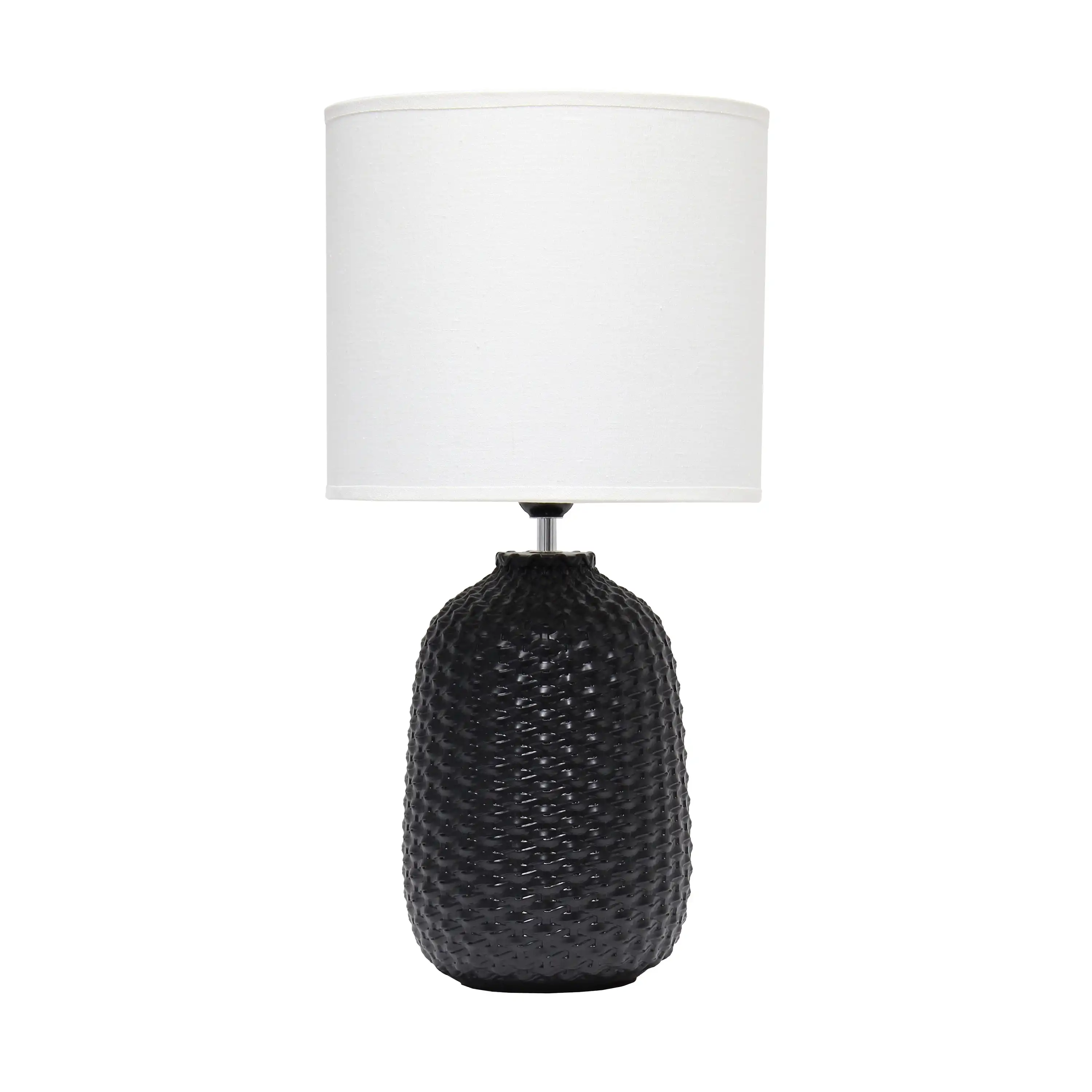 

Simple Designs 20.4 Ceramic Purled Texture Table Lamp with White Shade Black