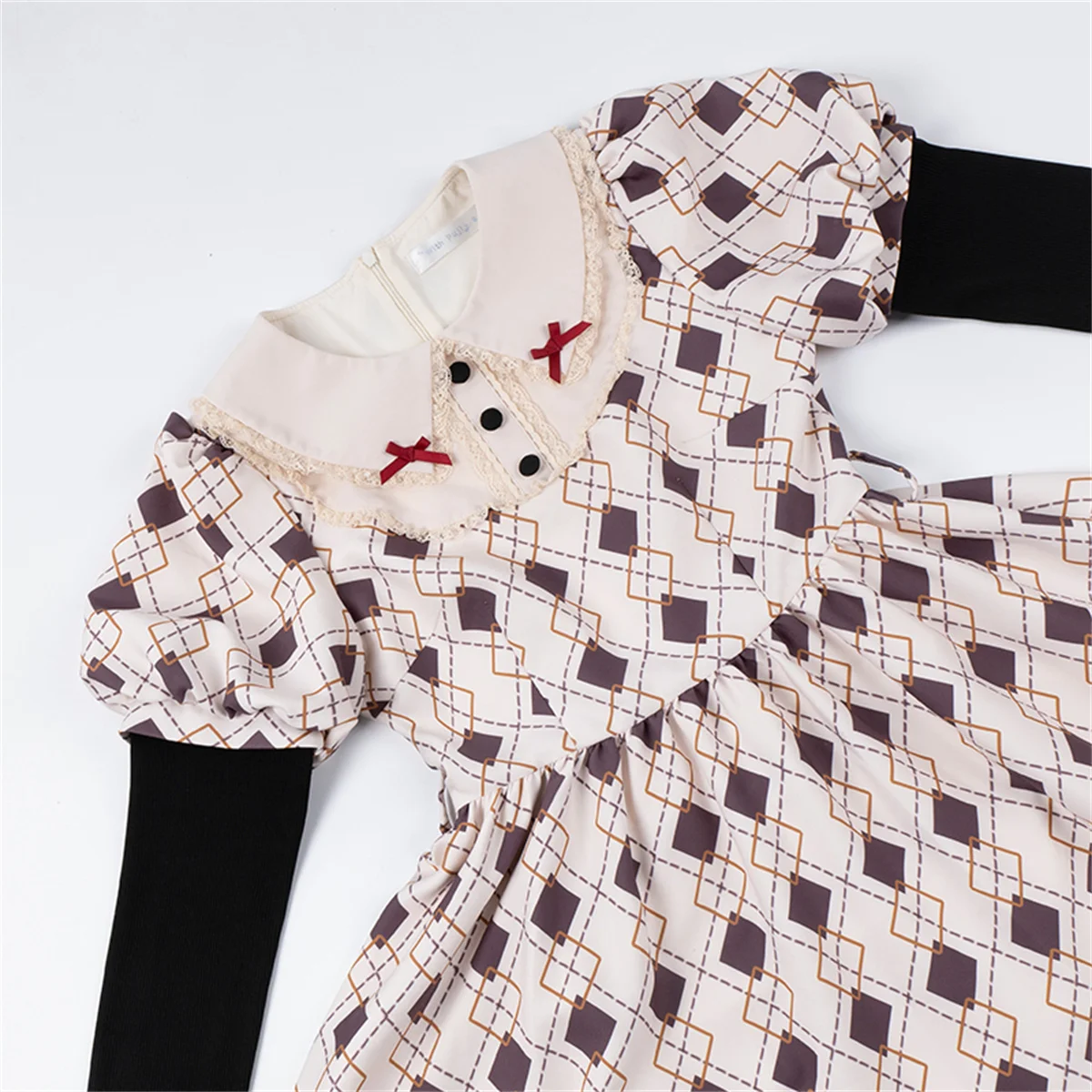 Japanischen Süßen Stil Lolita Op Kawaii Mädchen Cosplay Nette Loli Peter Pan Kragen Bowknot Diamant Rüschen Puff Sleeve Kleid