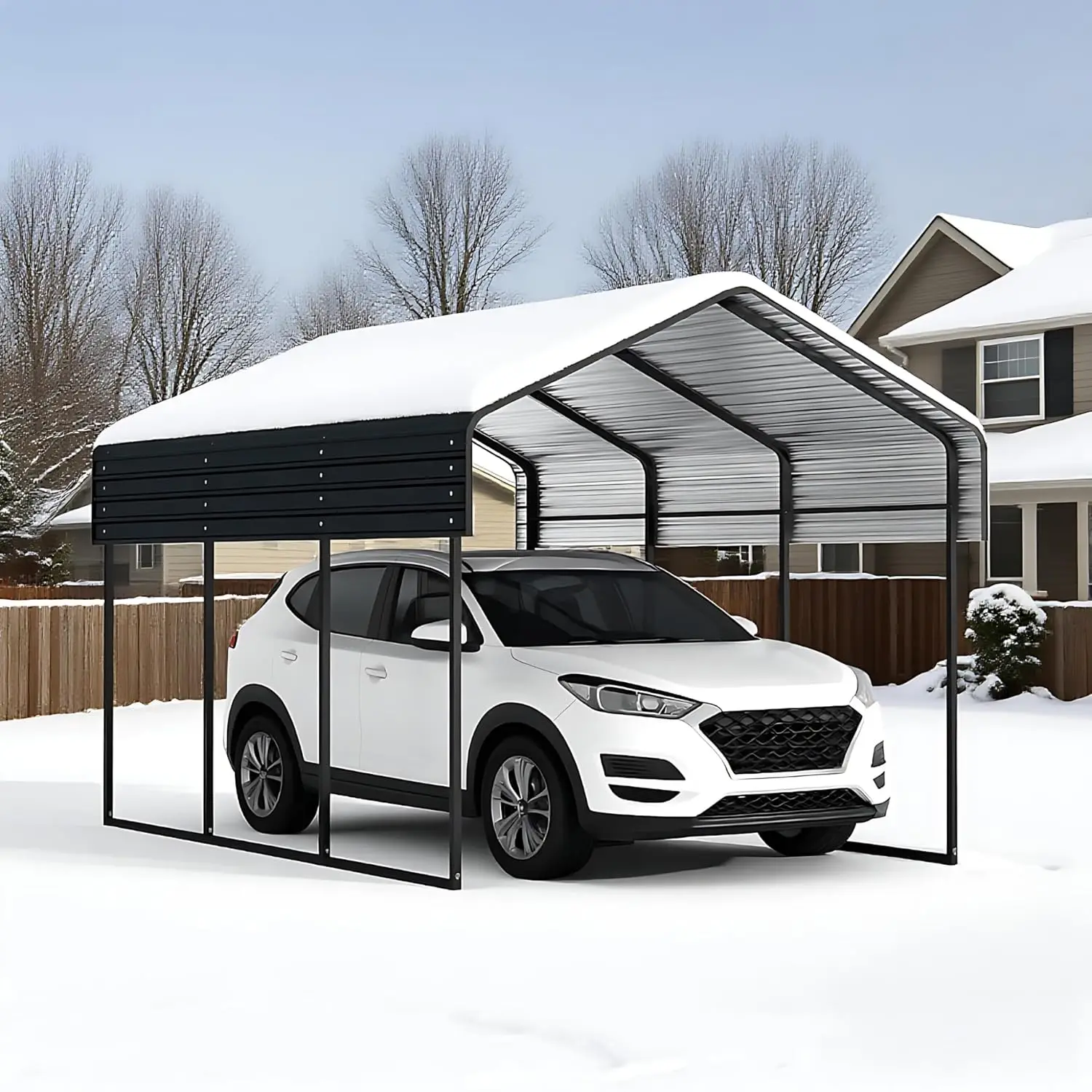 

10x15 FT Heavy Duty Carport Galvanized Metal Roof Outdoor Garage Shelter Shade Car Boat Truck Custom