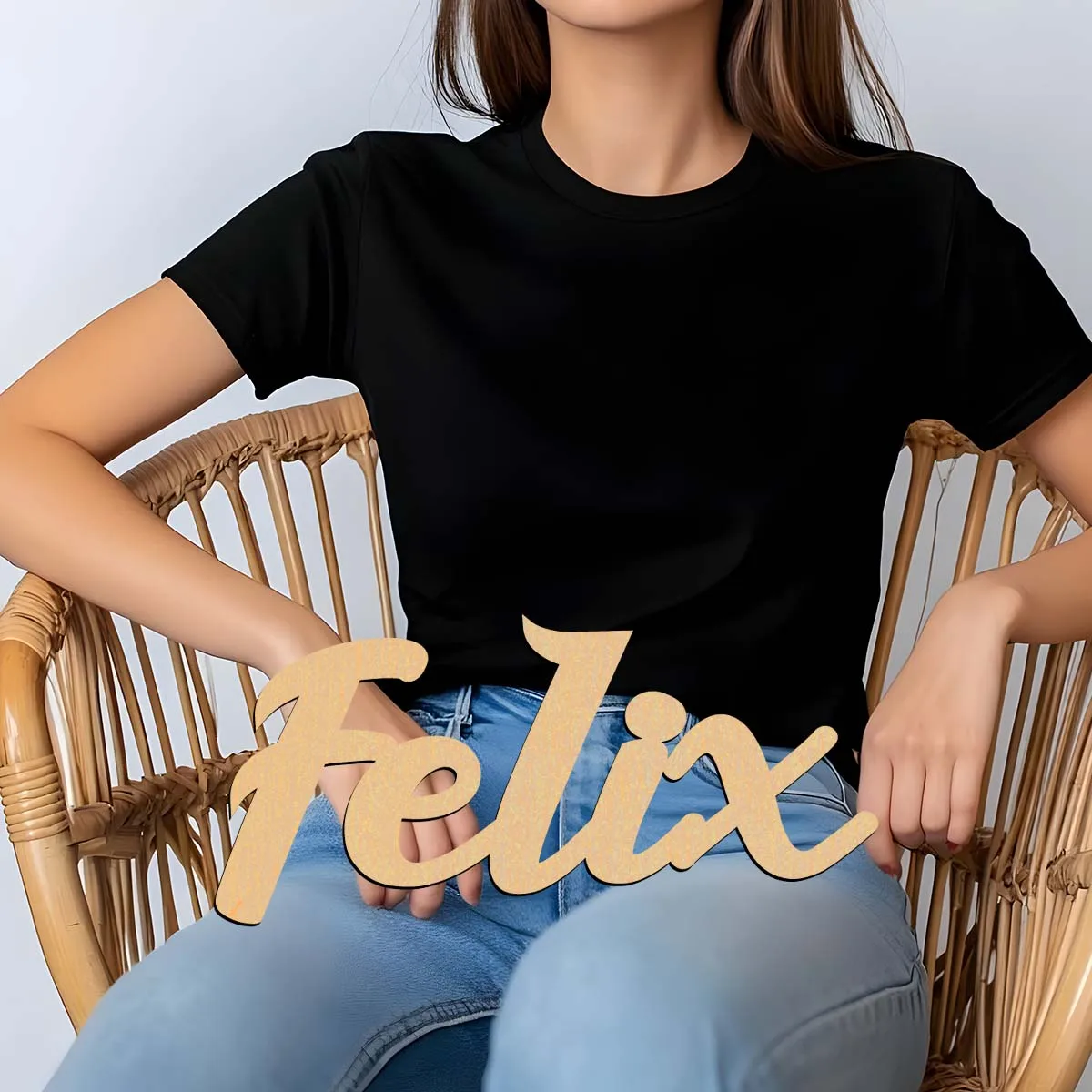 1pc home decor Felix example Personalized Letter Laser-Cut Sign Wooden Plaque Wooden Decor Durable Outdoor Sign