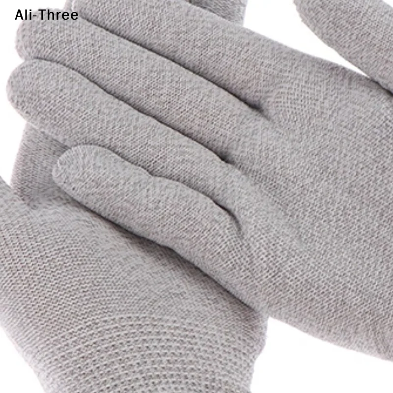 1Pair Conductive Silver Fiber Electrode Gloves Pads Electrotherapy Massage