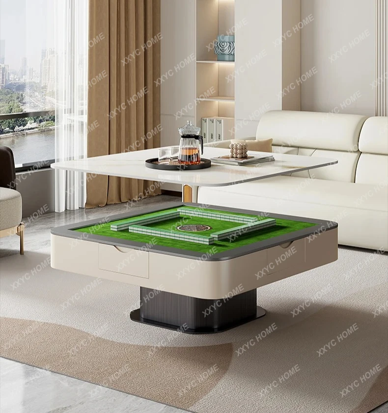 Y Rock board mahjong table tea table integrated combination multifunctional three-in-one lifting tea table