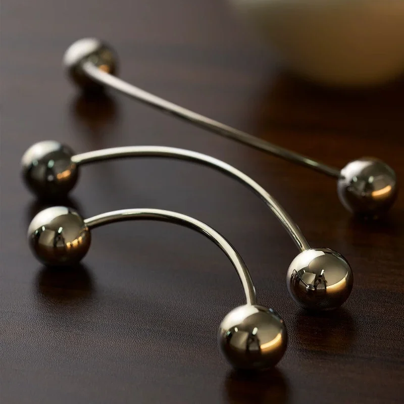 High-end French Drawer Knobs with Round Ball Dresser Door Handles Silver Bar Pulls Solid Brass Unique Design Furniture Handles