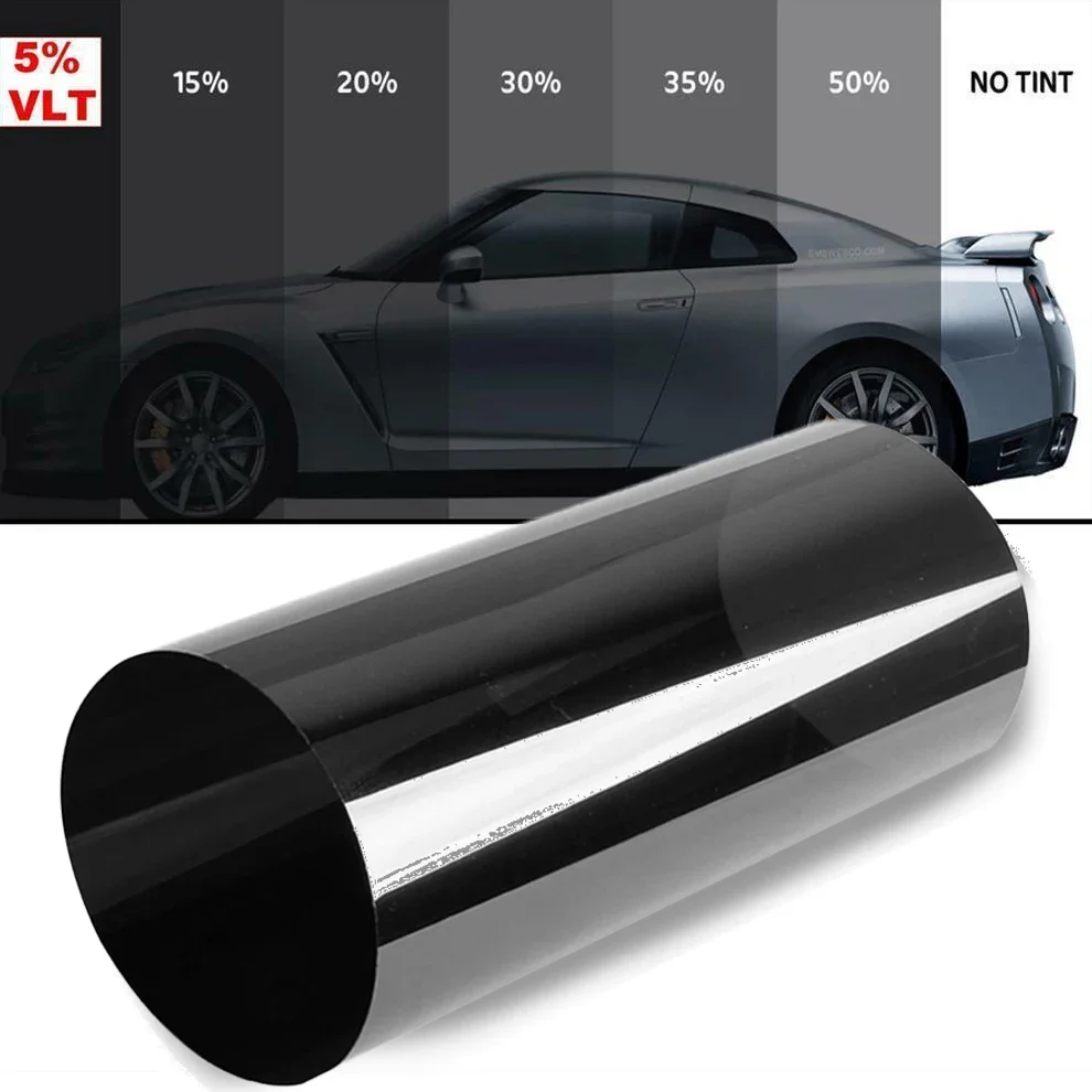 Car Window Tint Film 5% 25% 50% VLT Transmission Film Insulation Light Auto Home Anti-UV Sun Protection Stickers Decals 100*50cm