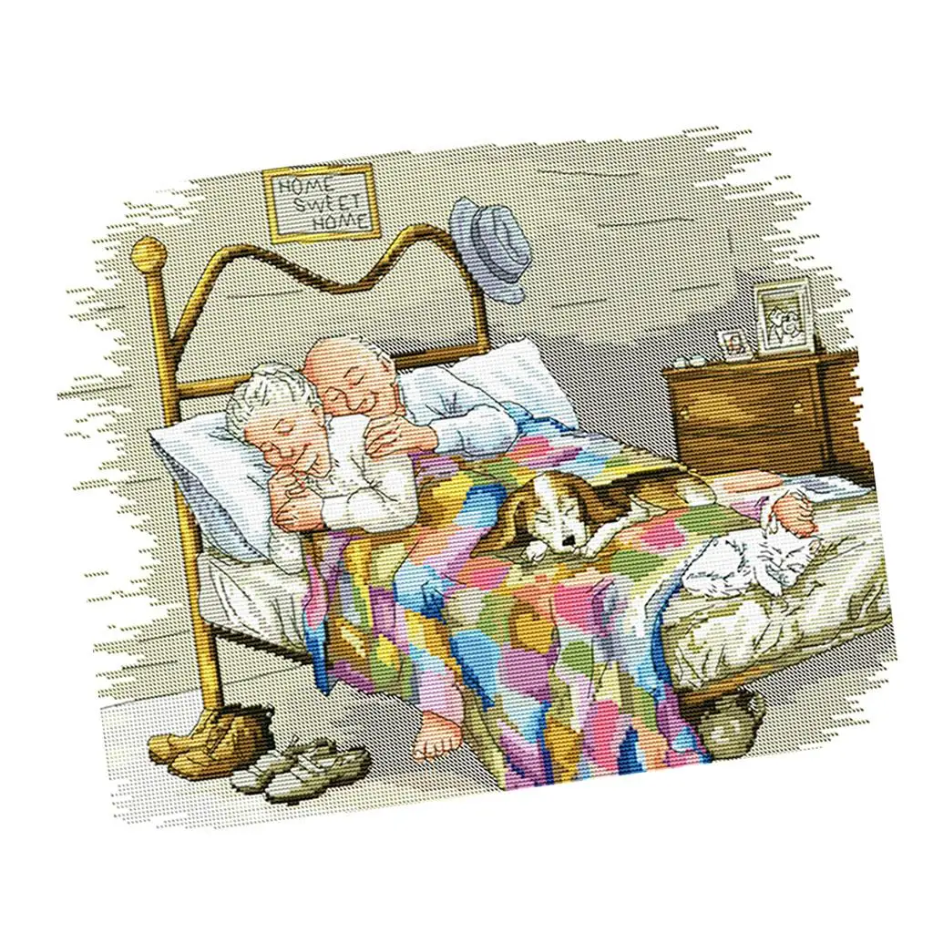 Pre-printed Cross Stitch Embroidery Kit 14ct Cotton Advanced Patterns DIY Needlework Package for Christmas