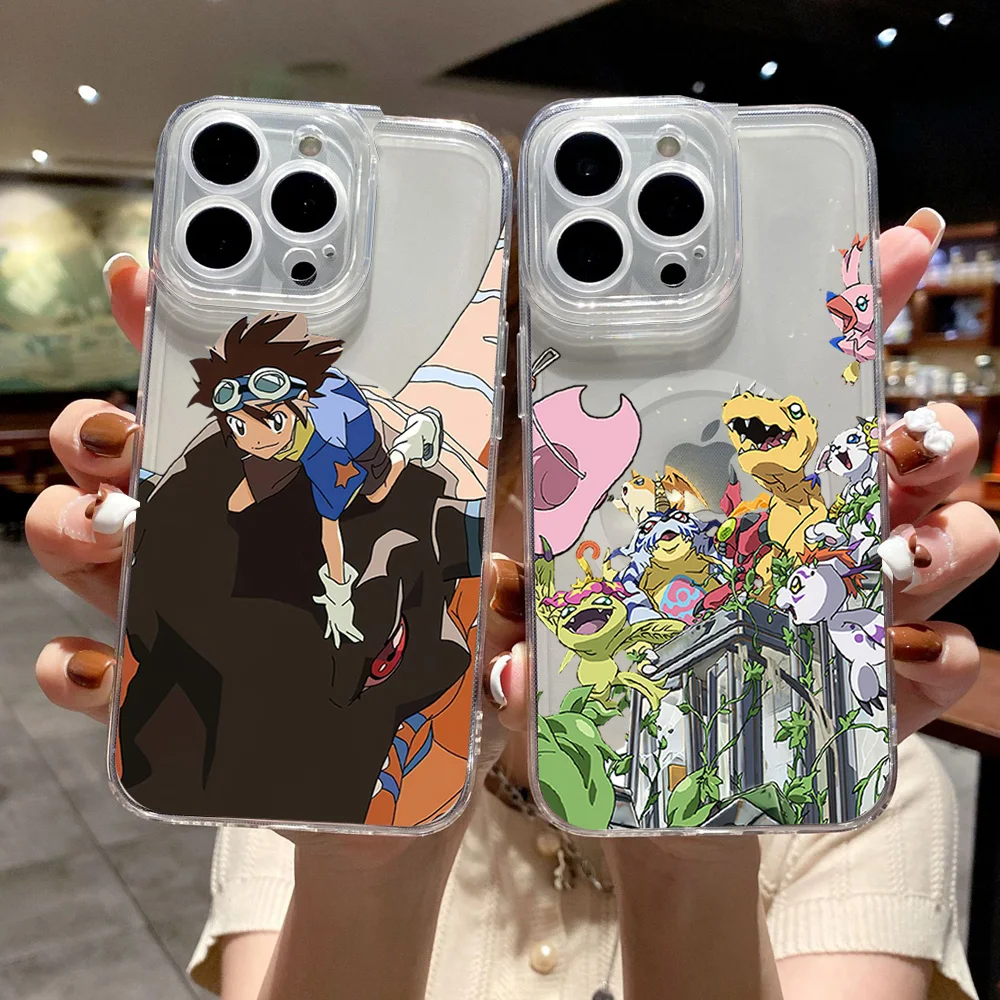 Anime D-Digital Monster Phone Case for iPhone 12 11 13 14 15 16 Max Pro Plus Magsafe Magnetic Wireless Cover