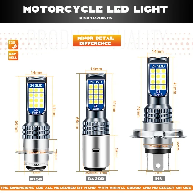BA20D H6M P15D H4 LED Motorbike Headlamp DRL Day Running Light High Low Beam Moto Fog Light Motorcycle Scooter Accessories