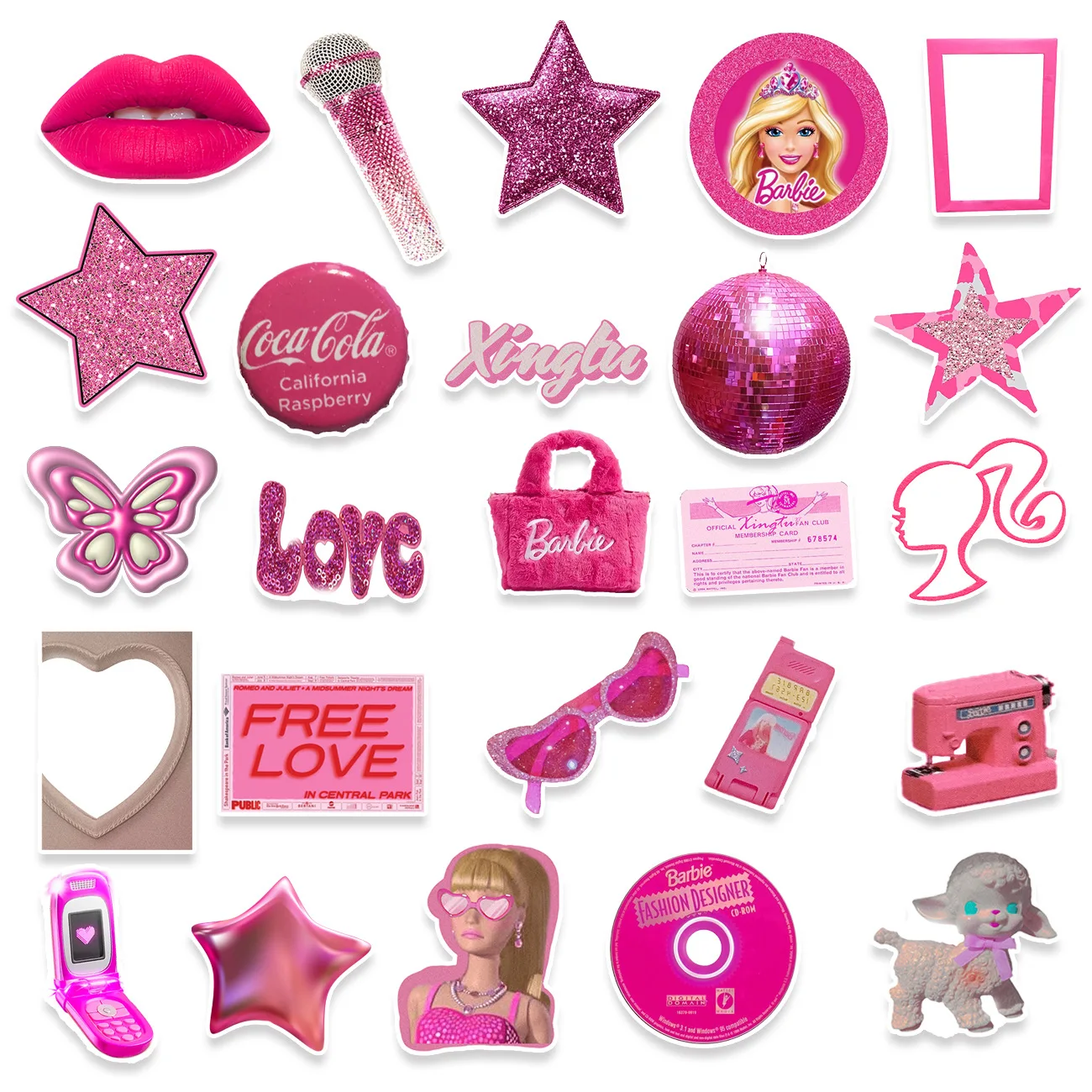 50Pcs MINISO Barbie Sticker Cute Girl Notebook iPad Phone Guitar Luggage Decoration Creative Sticker