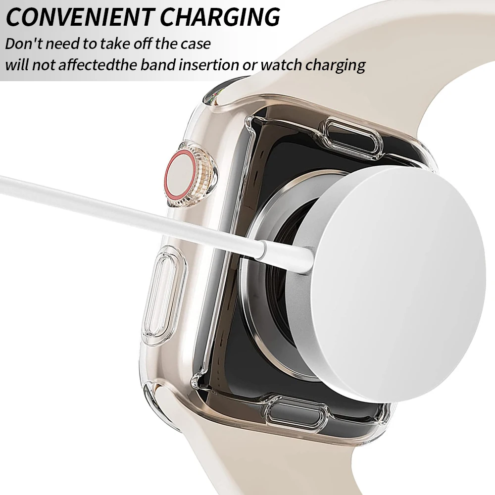 Protective Cover Cases For Apple Watch Series 7 Case Screen Protector For iWatch Series 7 45 44 41MM Case TPU Bumper Full Shell