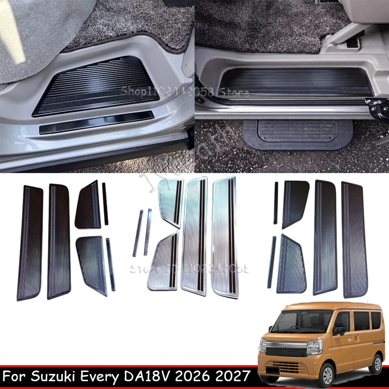 For Suzuki Every Wagon DA18V 2026 2027 Front Rear Door Sill Scuff Plate Entry Guard Welcome Pedal Anti Kick Threshold  Cover