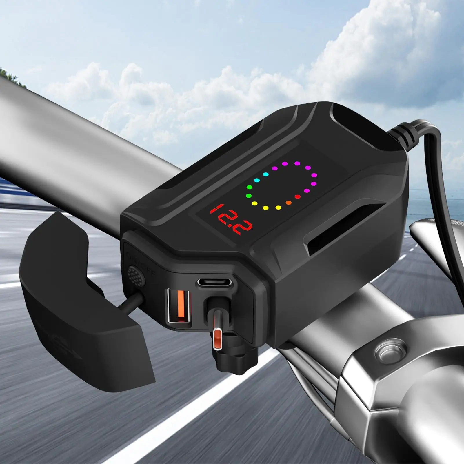 Motorcycle Phone Charger With USB Fast Charging USB Waterproof Type-C Adapter For Home Daily Adventure Vehicle Road