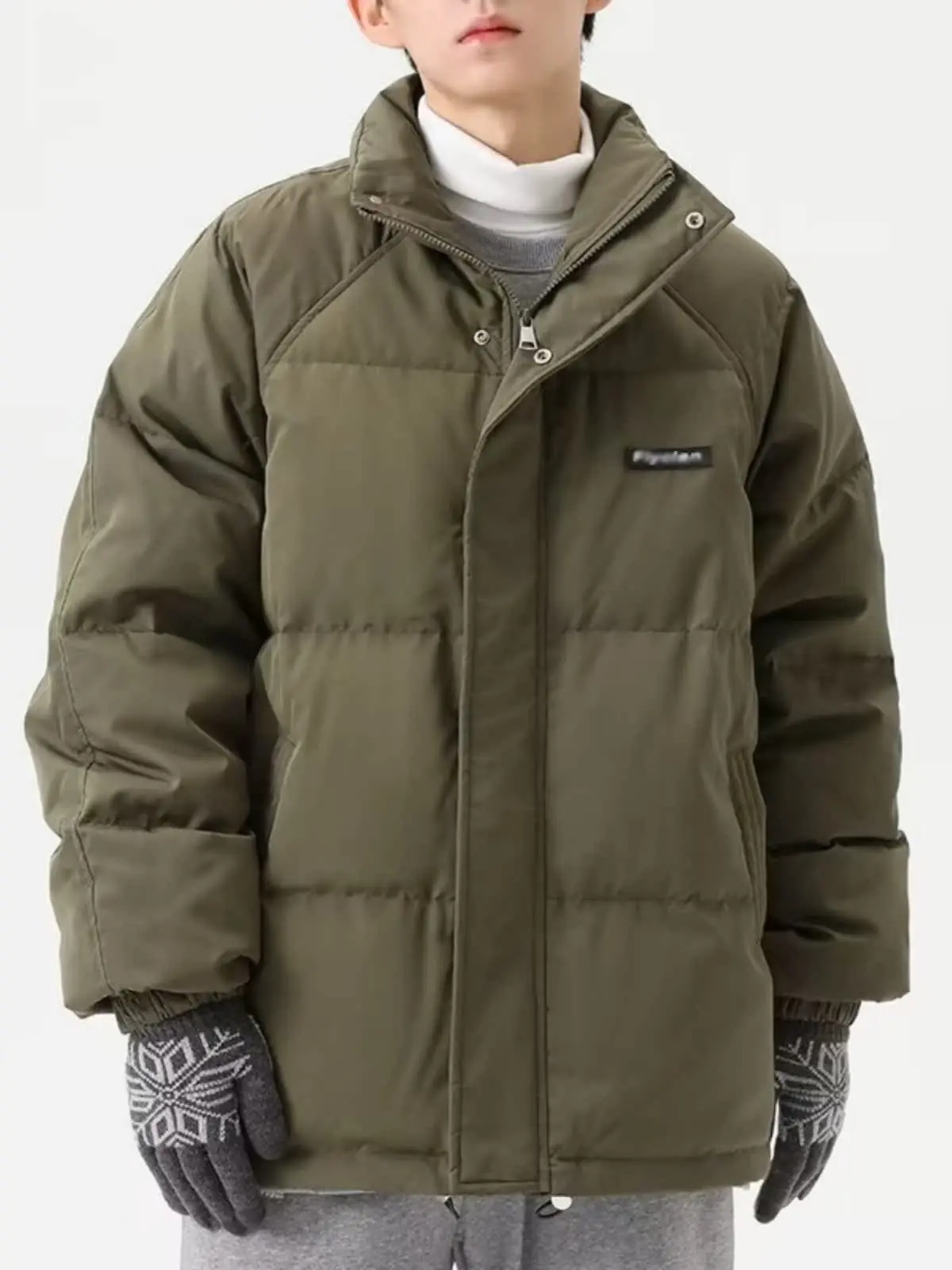 

Мужская утепленная зимняя куртка с воротником-стойкой, на хлопковом наполнителе, теплая, морозостойкая, модная, свободного кроя