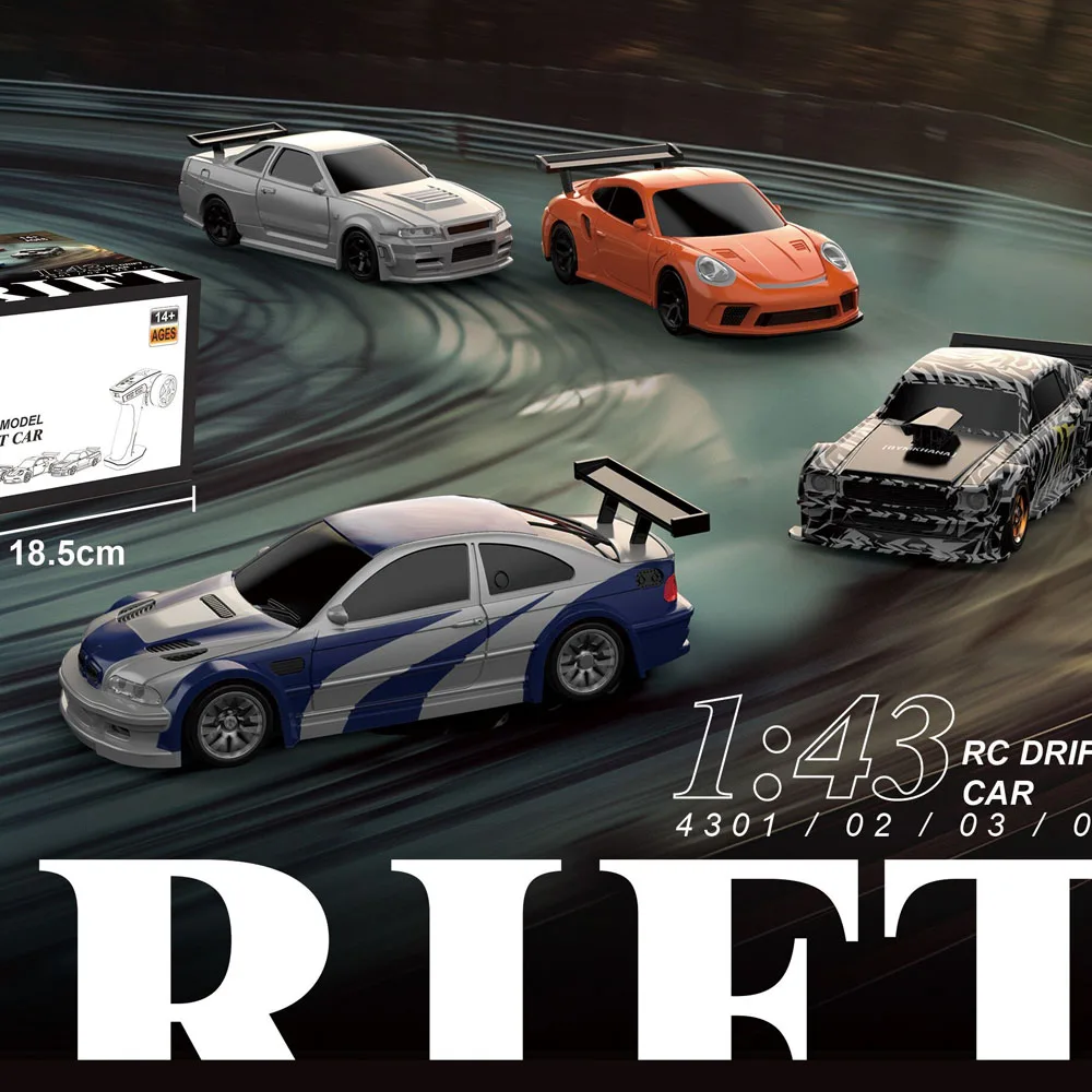 2.4G RC Drift Car 1/43 4WD Remote Control Car High Speed Four Wheel Drive Radio Controlled Mini Racing Car Model Boy Toy Gift