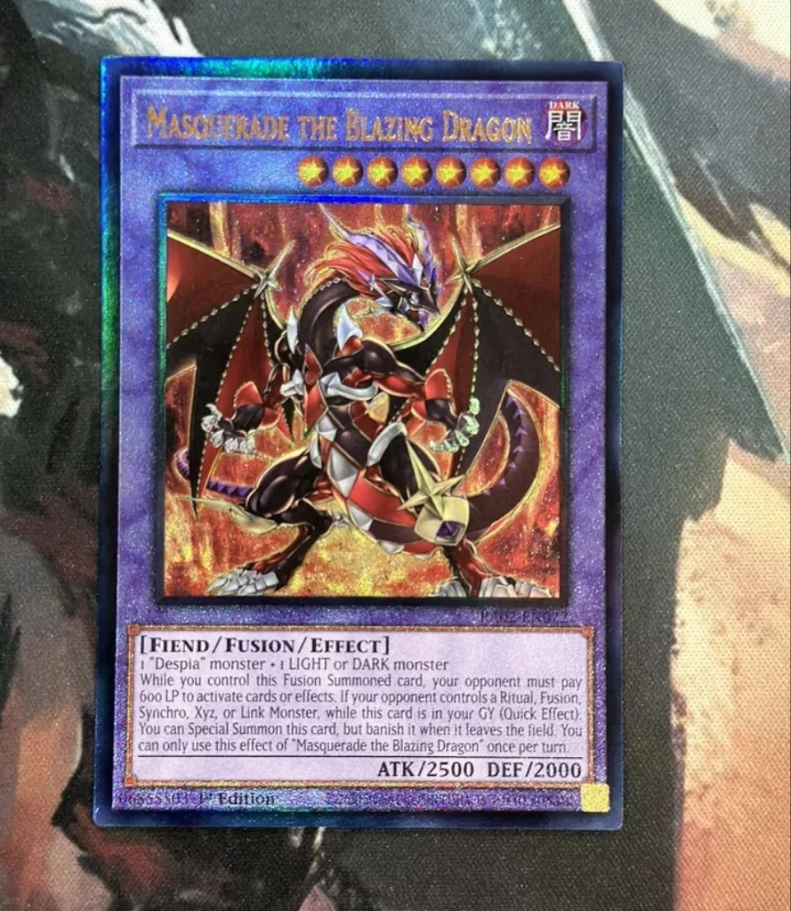 Yugioh KONAMI TCG RA02-EN022 Masquerade the Blazing Dragon Ultimate Rare English 1st Edition Collection Mint Card