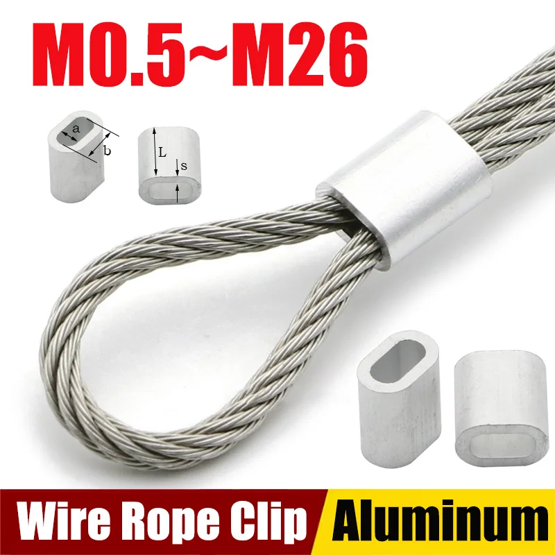 4000 Pcs M0.5/M0.8/M1/M1.2/M1.5/M2/M2.5 Elliptical Single Hole Aluminum Clips Wire Rope Fastener Sleeves for Cable Fixing﻿