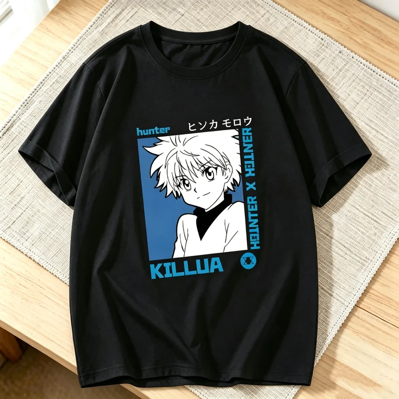 Anime Hunter X Killua Graphic T Shirt Men Women Casual Short Sleeve Tees Hip Hop Streetwear Fans Gift Loose Fit Cotton Tops Y2k