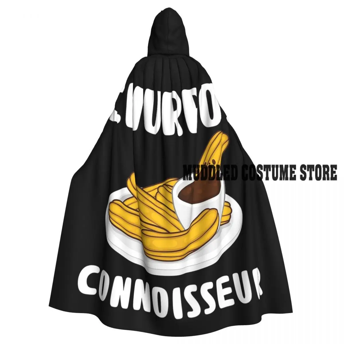 

Dessert Lover Churros Connoisseur Print Long Hooded Cloak Witch Medieval Costume Cosplay Cape HalloweenCoat Adult Unisex