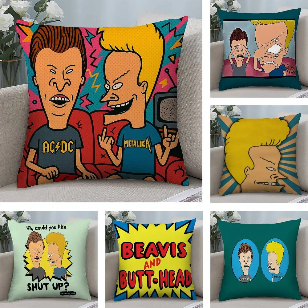 Funny B-Beavis and BUTT-HEAD Pillow Case Short plush Double-sided Print Square Throw Pillow Covers Sofa Home Cushion Decor