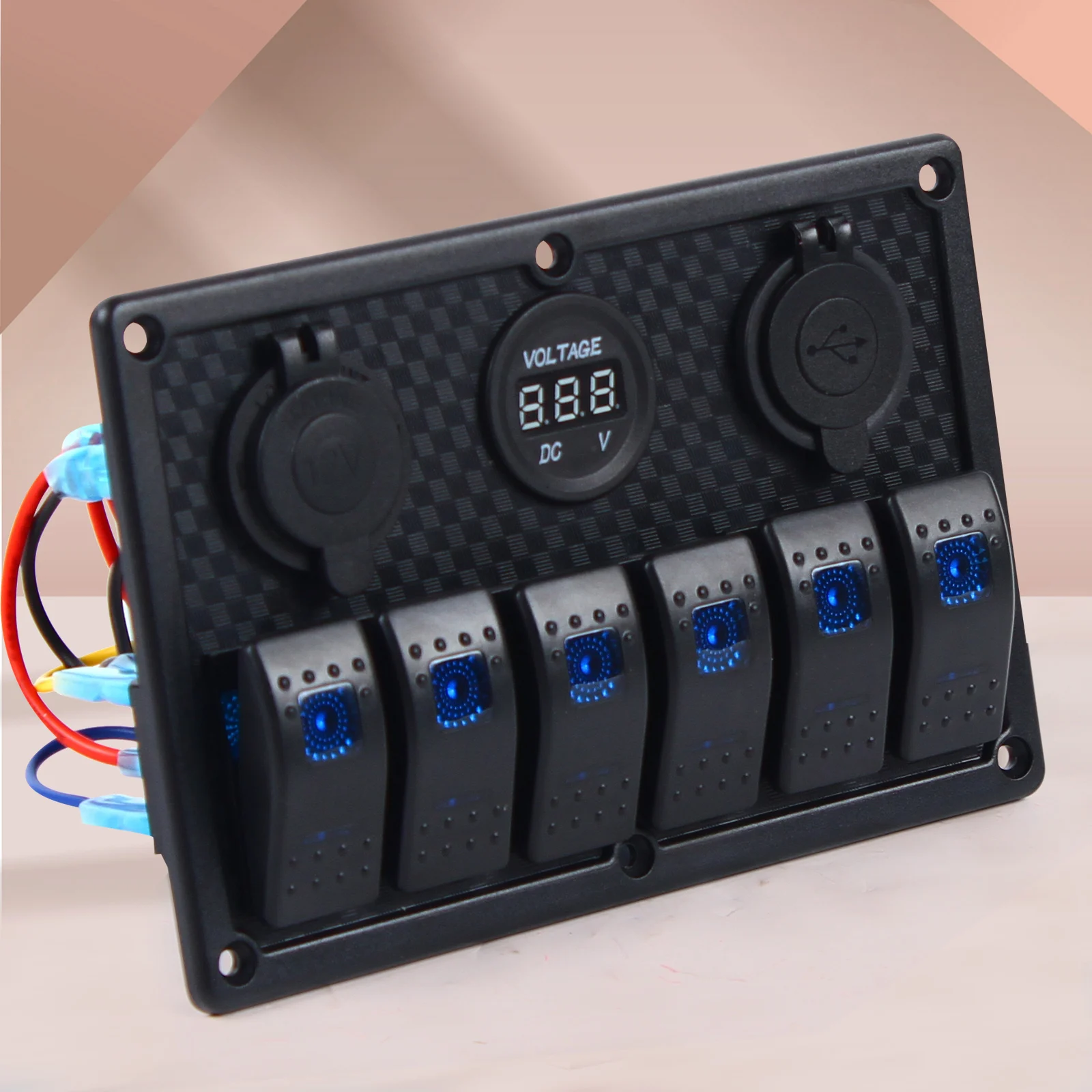 Switch Panel Control Panel 6 Speed Double USB Voltmeter for Yacht Caravan