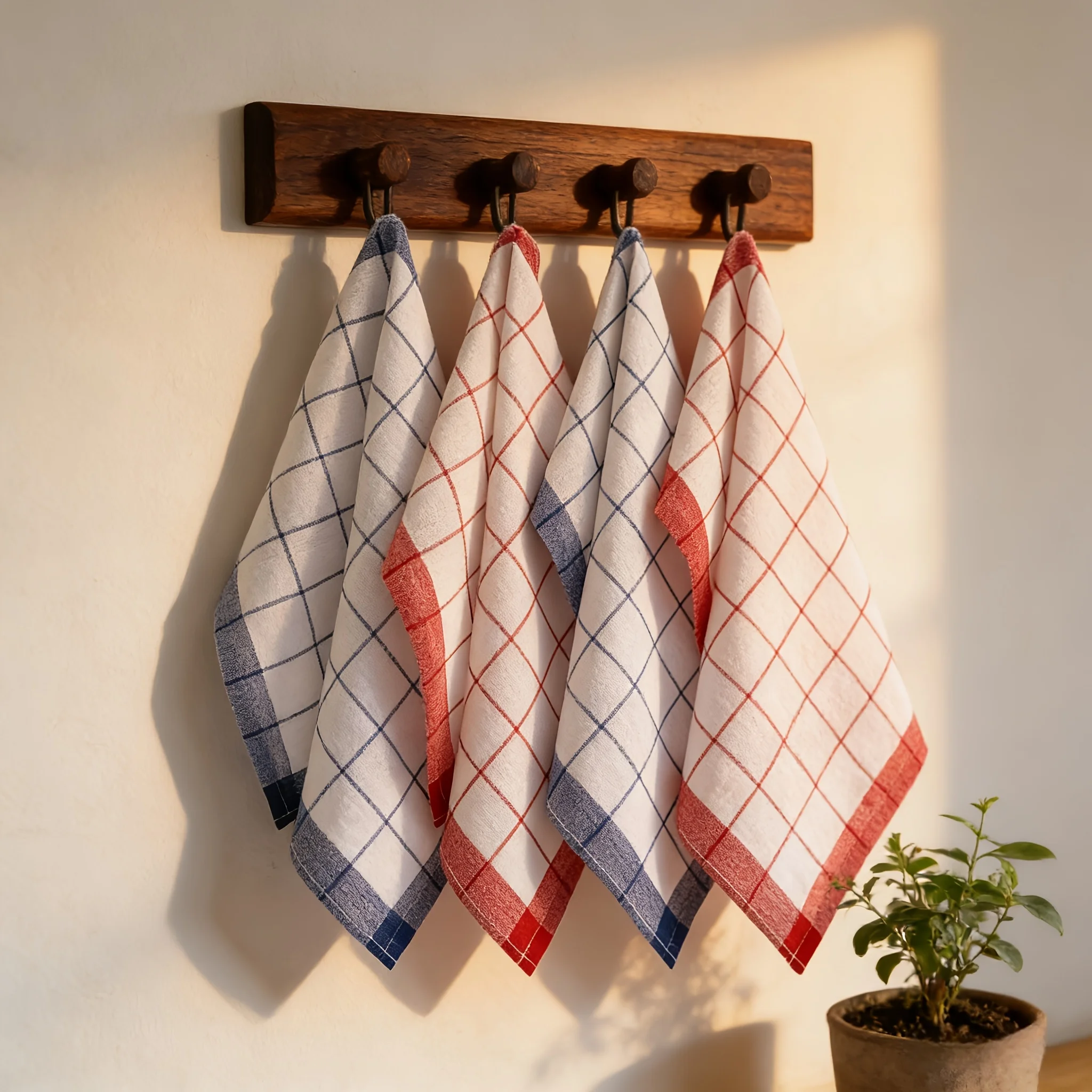 4/6/8/10 Pieces, 40cm * 60cm, Simple Checkered Pattern Kitchen Towel, Suitable for Washing Dishes, Drying Tableware