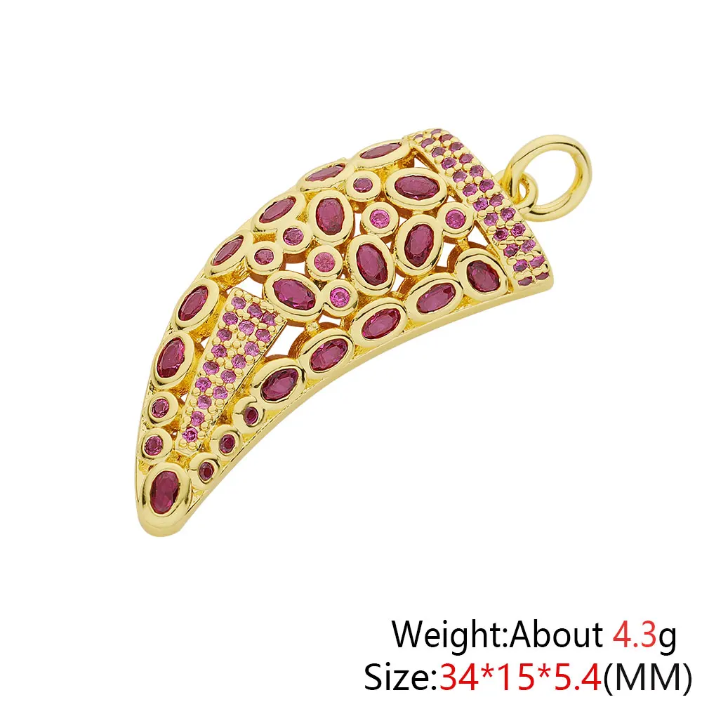 HUAMI Plated 18k Real Gold Geometry U Type Shine Cubic Zirconia Pendant for Women Charm Handmade Micro Pave Colorful CZ Making