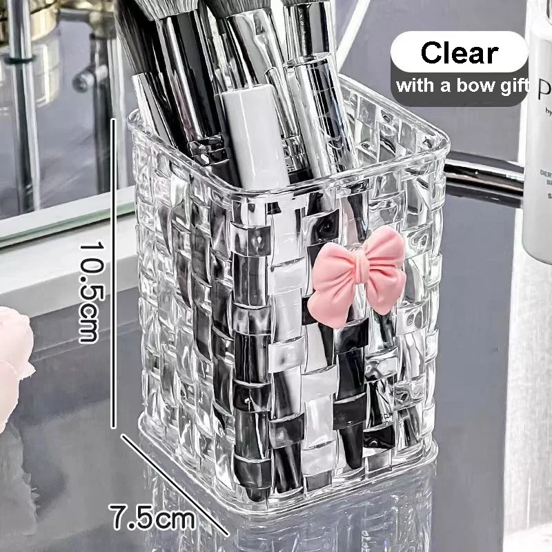 Caja de almacenamiento de pinceles de maquillaje acrílico transparente, organizador de cosméticos de escritorio, almacenamiento de lápiz labial, soporte de exhibición de esmalte de uñas, estuche de joyería