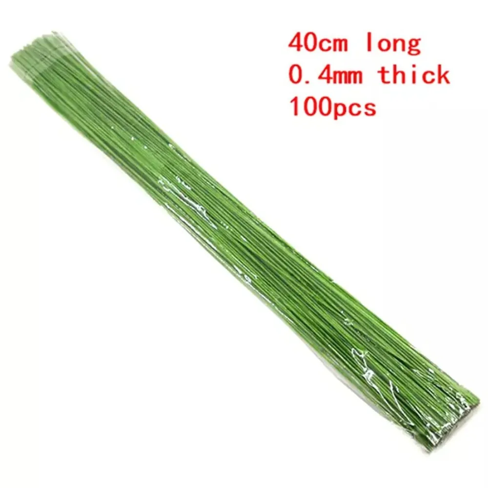 100Pcs 40cm Floral Wire Stems Paper Covered Iron Wire Paper Floral Wire DIY Crafts Flower Making Accessory Home Decor