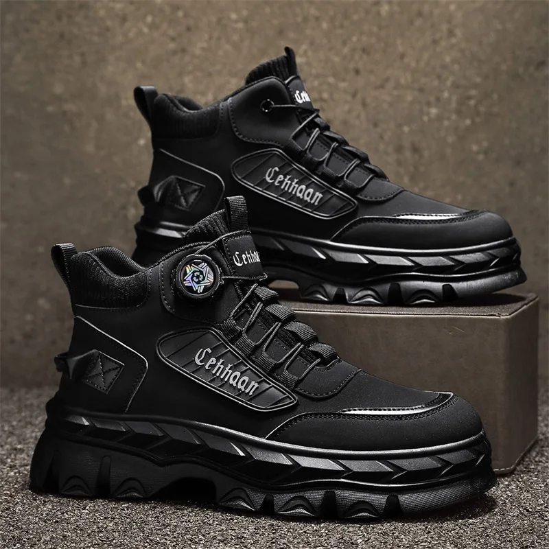 

American Style Big Yellow Boots for Men: Autumn Mid-Top Thickened Sole Work Boots, Men's Genuine Leather Soft Sole Work Boots, R