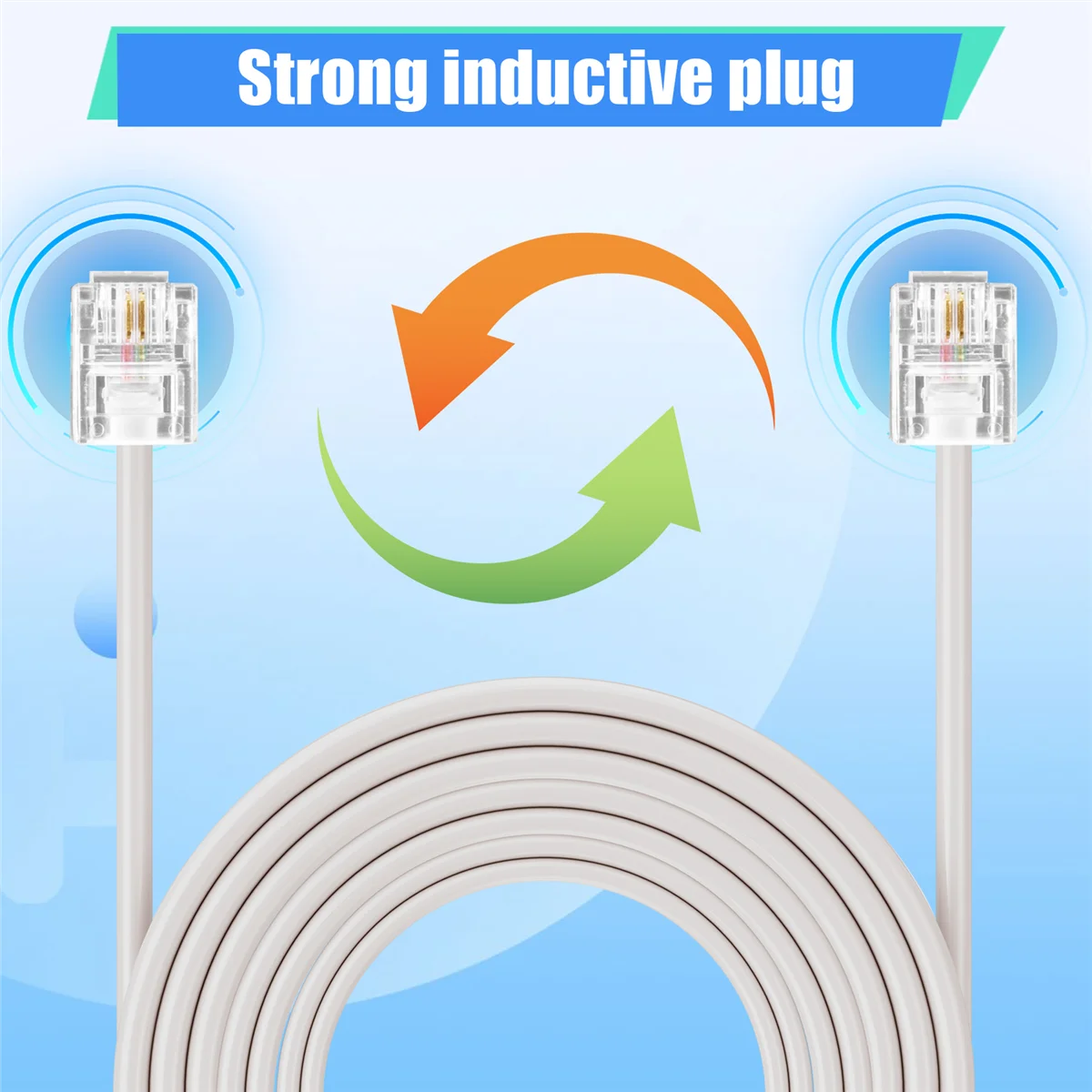 New 3C-1pcs 10m RJ11 Telephone Connector Extension Cable White