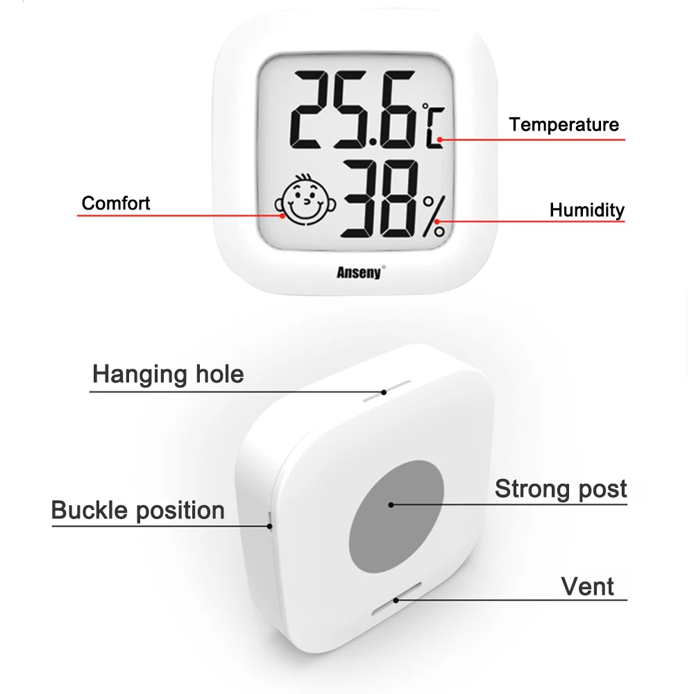 Mini LCD Digital Thermometer Hygrometer Indoor Outdoor Temperature Home Hydrometer Gauge Sensor Temperature Humidity Meter Tool