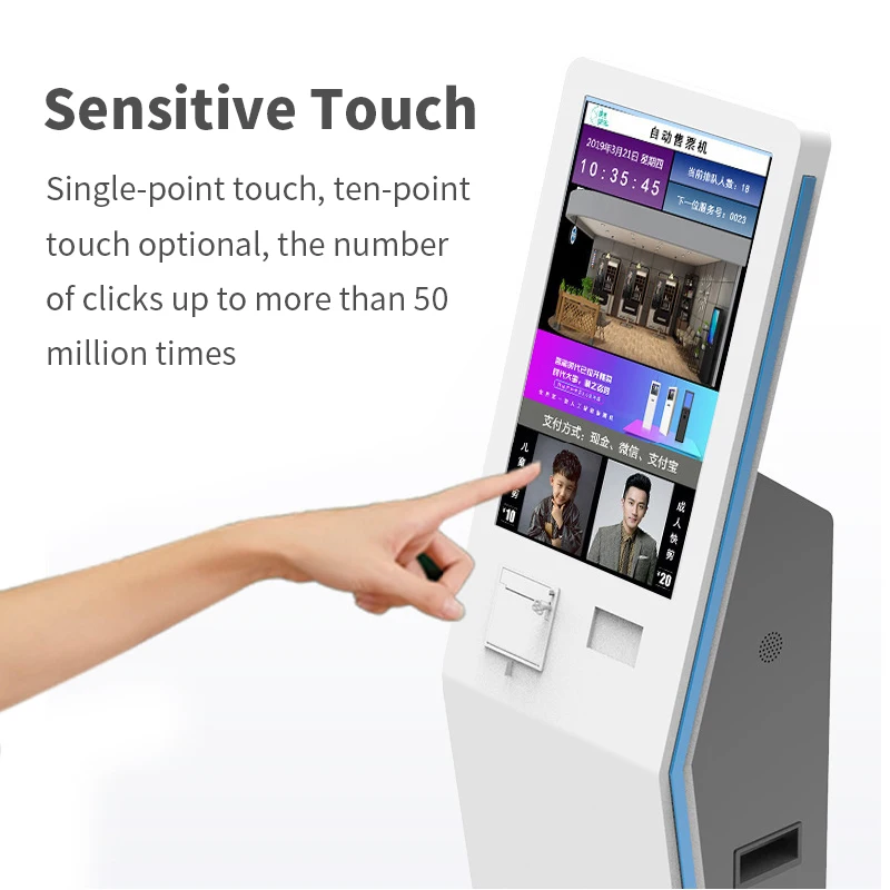 21.5-inch Self-service Queuing And Ordering Pay Kiosk With Printer, QR Code Scanning And NFCqueuing Kiosk