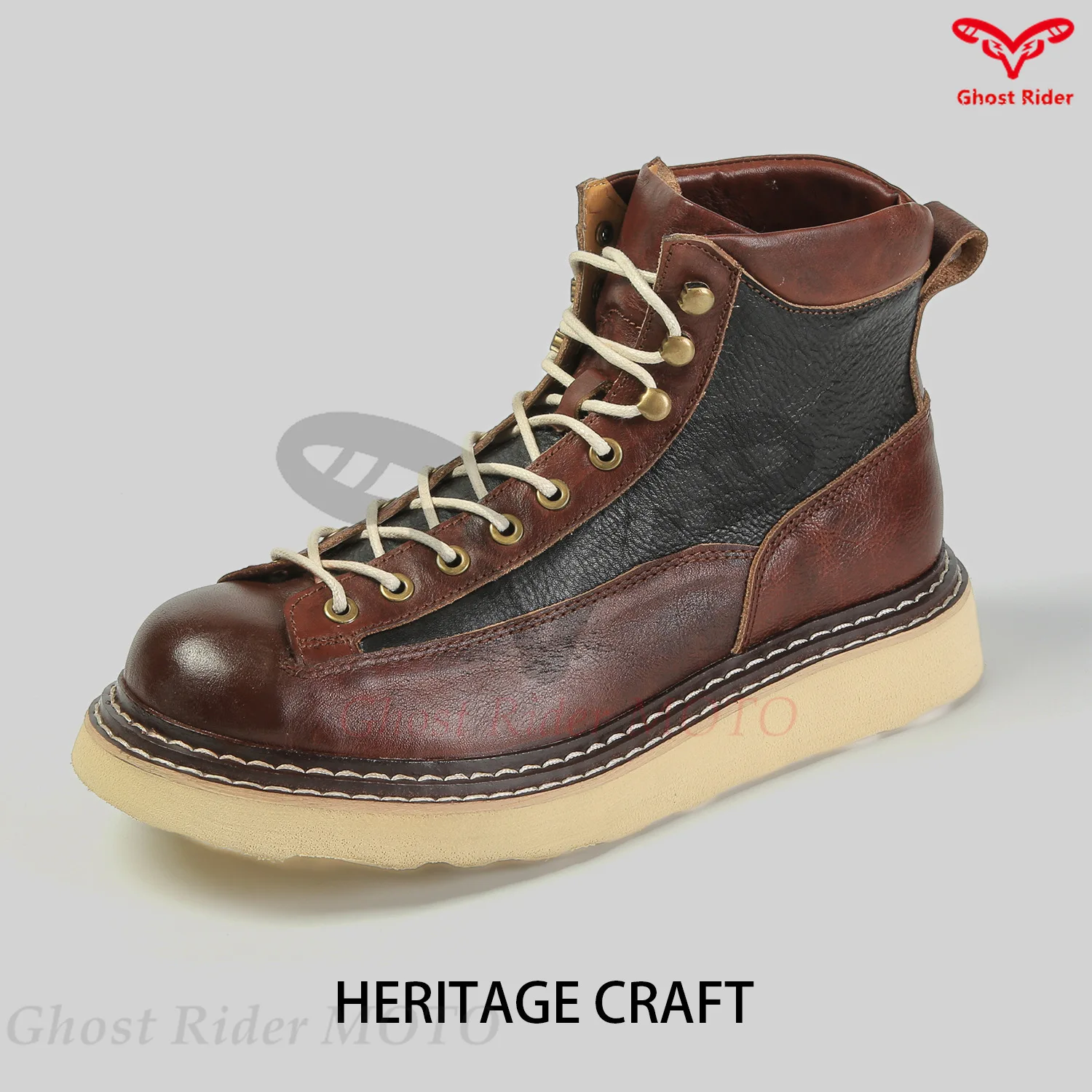 2026 new motorcycle shoes retro leather shoes handmade E68-16 motocross boots botas motocross